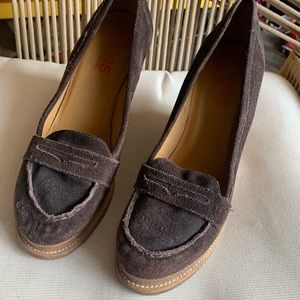 Suede leather Brown Michael Kors wedge loafers